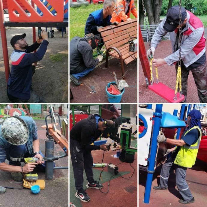 С начала июня коммунальные службы г.о. Истра отремонтировали более чем 150 детских игровых площадок