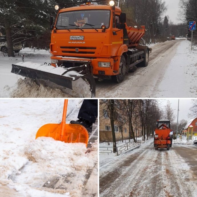 Дорожные и коммунальные службы убирают округ после ночного снегопада